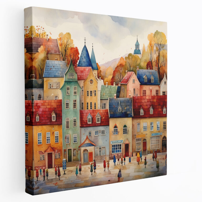 Cozy Village Square - Canvas Print - Village, Village, Home Decoration, Canvas Print