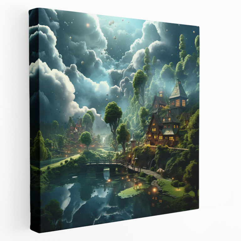 Dreamlike Village Surreal Canvas Print - Village, Dreamlike, Home Decoration, Canvas Print