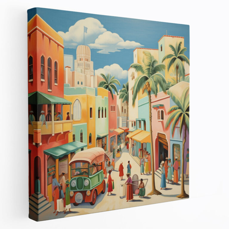 Art Deco Village Market Canvas Print - Village, Elegant, Wall Art, Canvas Print