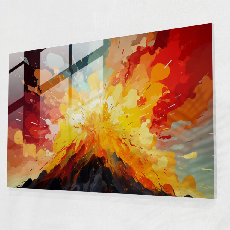 Volcano Glass Print - Volcano, Vibrant Colors, Glass Print, Volcano