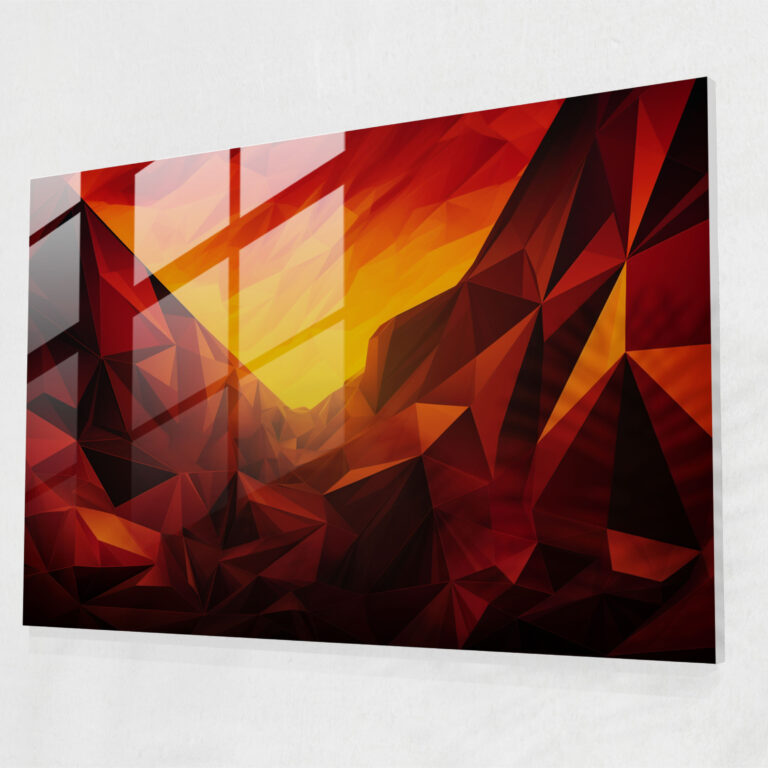Volcano Glass Wall Art - Volcano, Geometric Design, Sharp Angles, Glass Print