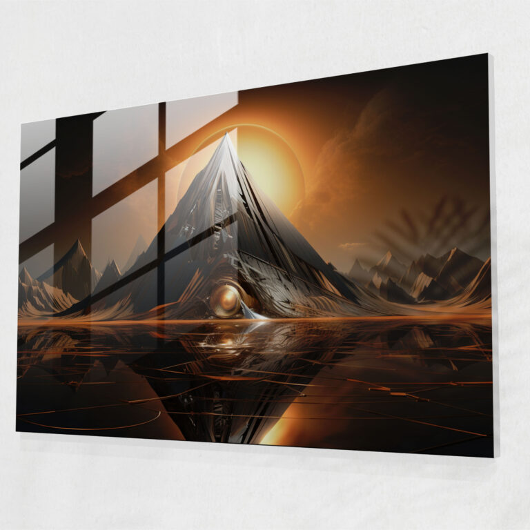 Futuristic Volcano Glass Print - Volcano, Glass Print, Glass Art, Wall Decoration