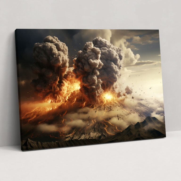 Volcano Realistic Canvas Print - Volcano, Volcanic Eruption, Wall Art, Canvas Wall Art