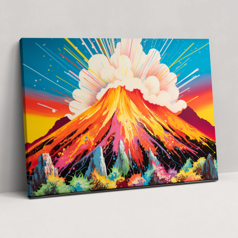 Volcano Pop Art Wall Decoration - Volcano, Pop Art, Bold Colors, Canvas