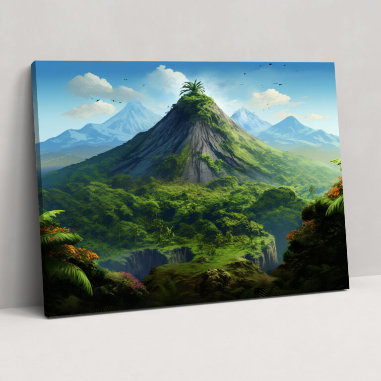 Dormant Volcano Wall Art - Volcano, Realistic Illustration, Volcano Wall Decoration, Canvas