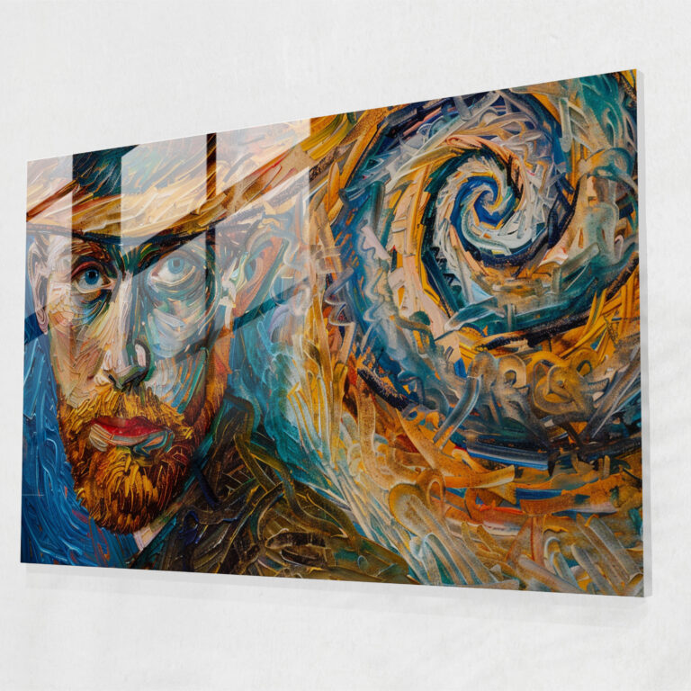 Vincent Van Gogh Glass Art - Self-Portrait With Swirling Background - Vincent Van Gogh, Home Decoration, Vincent Van Gogh, Wall Decoration