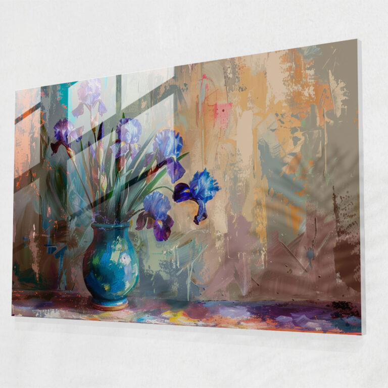 Vincent Van Gogh Glass Wall Art - Irises In A Vase - Vincent Van Gogh, Modern Art, Glass Wall Art, Home Decoration