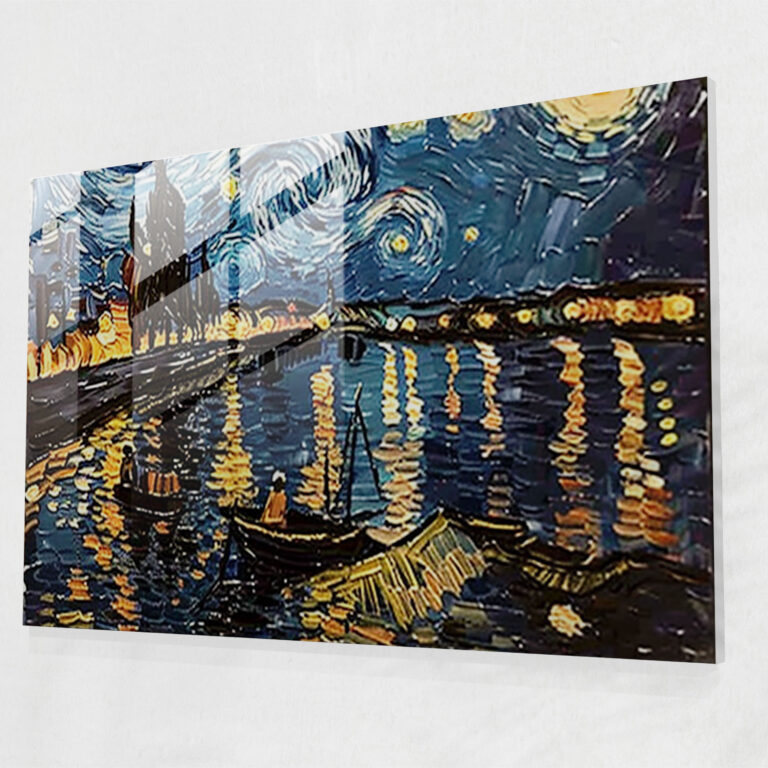 Vincent Van Gogh Glass Print: Starry Night Over The Rhone, 16X20 - Vincent Van Gogh, Glass Print, Glass Wall Art, Vincent Van Gogh
