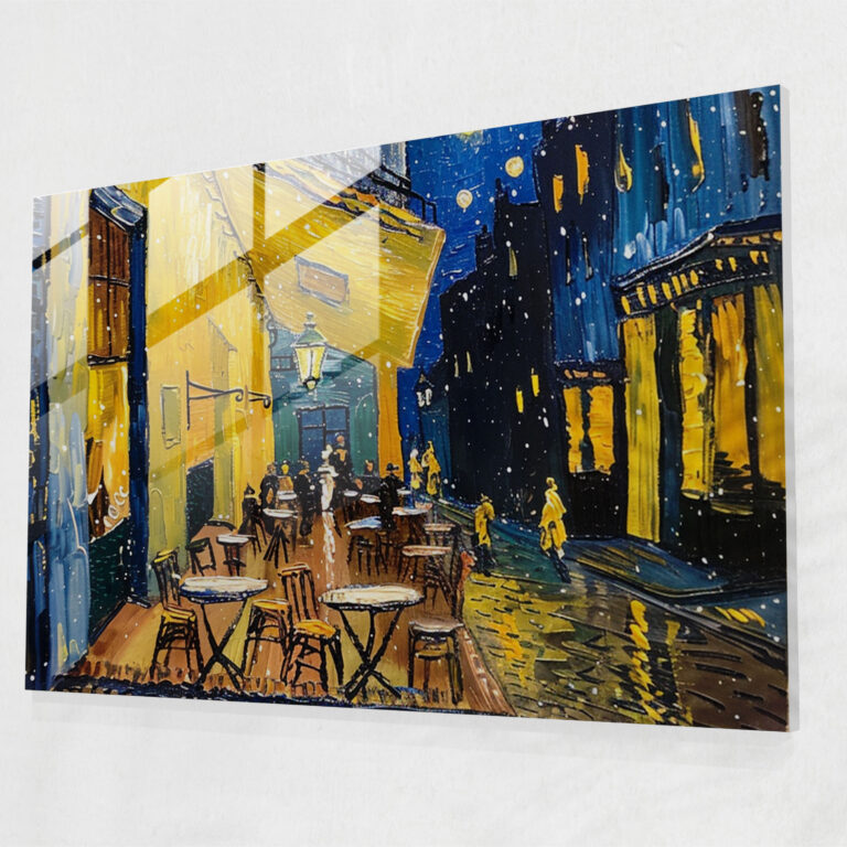 Vincent Van Gogh Home Decoration: Cafe Terrace At Night, 12X18 - Vincent Van Gogh, Wall Decoration, Modern Art, Glass Print