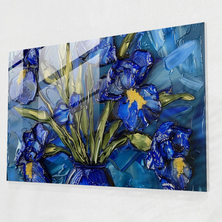 Vincent Van Gogh Glass Art: Irises, 18X24 - Vincent Van Gogh, Home Decoration, Glass Print, Modern Art