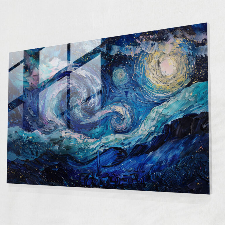 Vincent Van Gogh Glass Wall Art - Swirling Sky - Vincent Van Gogh, Glass Wall Art, Wall Decoration, Modern Art