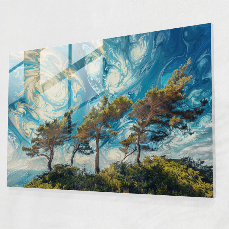 Vincent Van Gogh Glass Art - Swirling Cypress Trees - Vincent Van Gogh, Home Decoration, Glass Wall Art, Glass Print