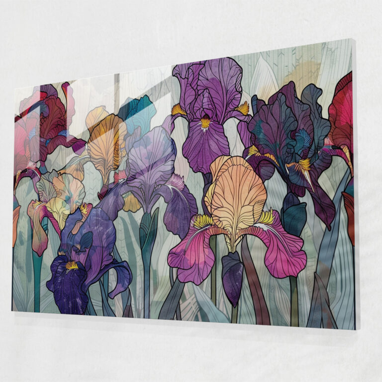 Vincent Van Gogh Glass Print - Intricate Irises - Vincent Van Gogh, Various Shades, Glass Wall Art, Irises