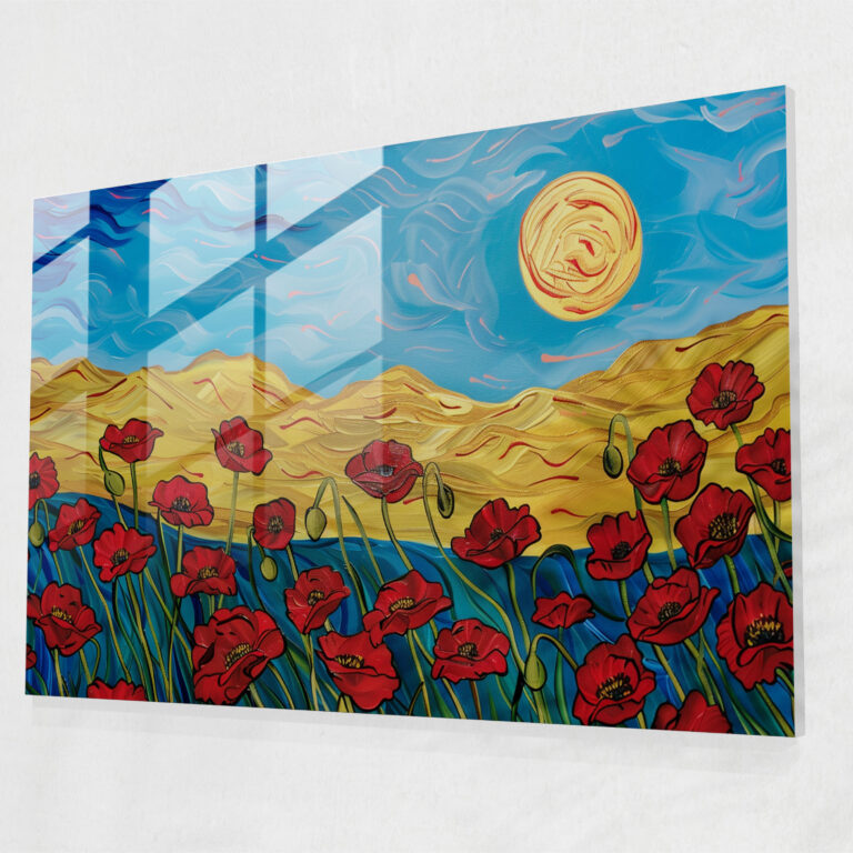 Vincent Van Gogh Glass Wall Art - Field Of Poppies - Vincent Van Gogh, Glass Art, Modern Art, Home Decoration