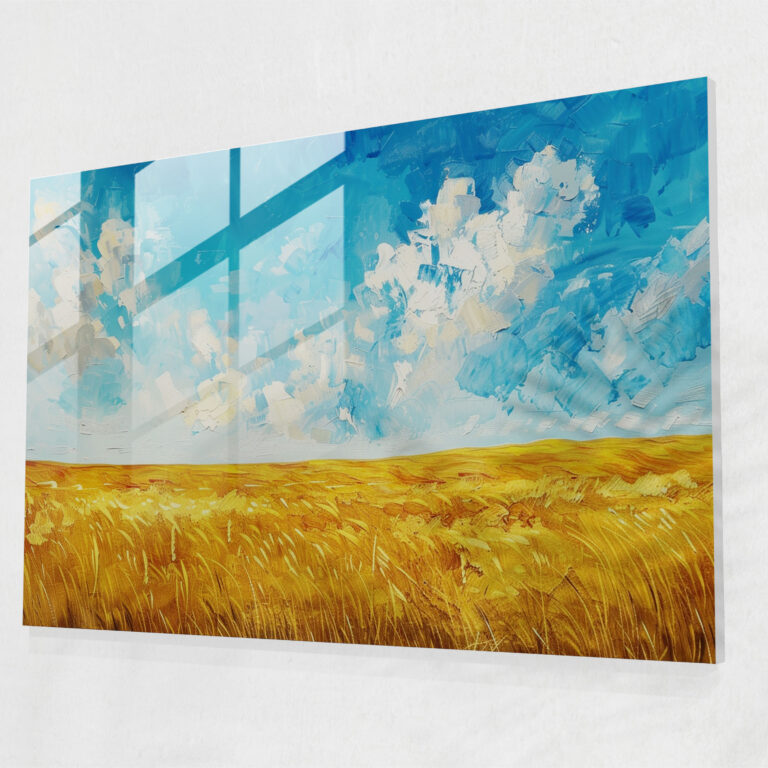 Vincent Van Gogh Home Decoration - Wheat Fields Glass Print - Vincent Van Gogh, Glass Art, Wall Decoration, Home Decoration