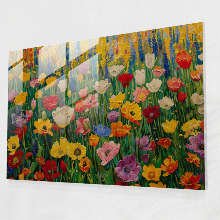 Vincent Van Gogh Glass Wall Art – Vibrant Flower Fields - Vincent Van Gogh, Vincent Van Gogh, Flower Fields, Glass Art