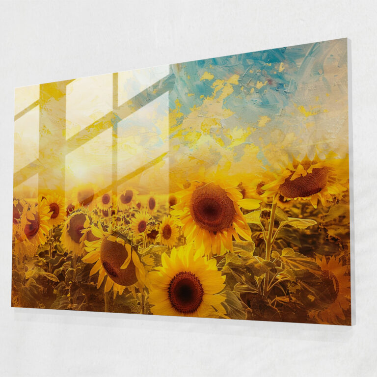 Vincent Van Gogh Glass Wall Art - Sunflowers In A Field - Vincent Van Gogh, Modern Art, Glass Art, Home Decoration
