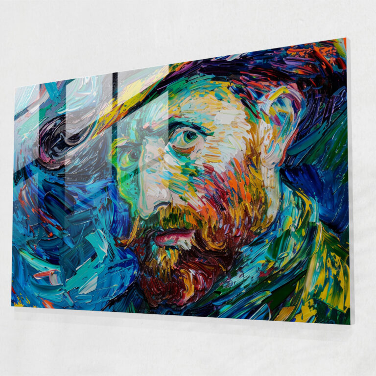 Vincent Van Gogh Glass Wall Art - Self-Portrait With Intense Brush Strokes - Vincent Van Gogh, Modern Art, Home Decoration, Glass Wall Art