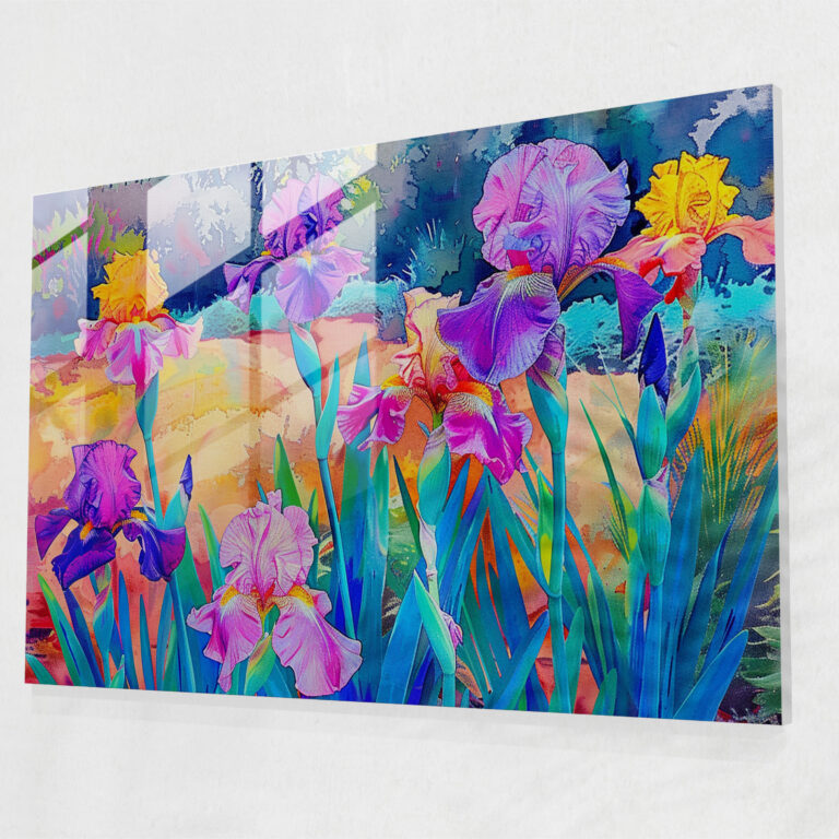 Vincent Van Gogh Glass Wall Art - Blooming Irises - Vincent Van Gogh, Vincent Van Gogh, Wall Decoration, Glass Print
