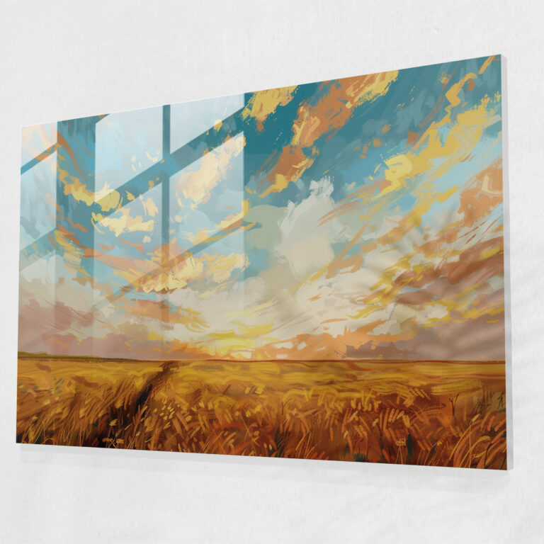 Vincent Van Gogh Glass Wall Art - Sunset Wheat Field - Vincent Van Gogh, Home Decoration, Vincent Van Gogh, Glass Print