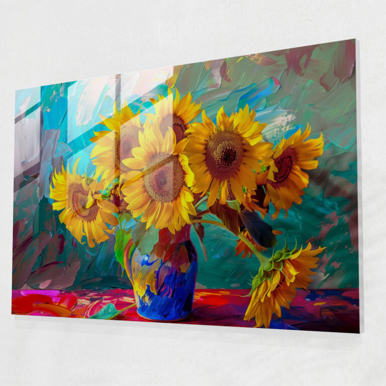 Vincent Van Gogh Glass Wall Art - Sunflowers In A Vase - Vincent Van Gogh, Vincent Van Gogh, Home Decoration, Glass Wall Art