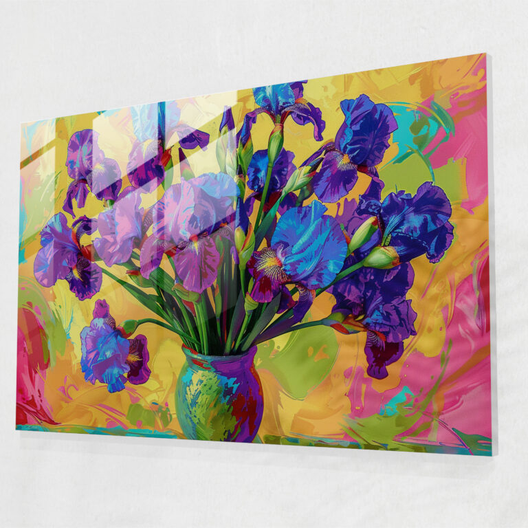 Vincent Van Gogh Glass Wall Art - Vibrant Irises - Vincent Van Gogh, Glass Art, Glass Wall Art, Vincent Van Gogh