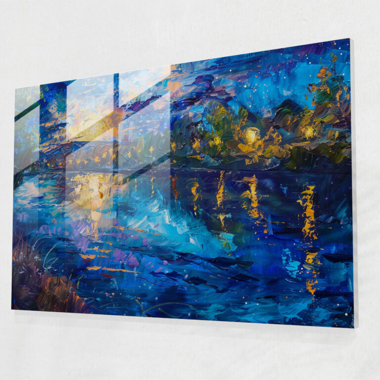 Vincent Van Gogh Modern Art - Starry Night And Rhone River - Vincent Van Gogh, Modern Art, Home Decoration, Glass Print