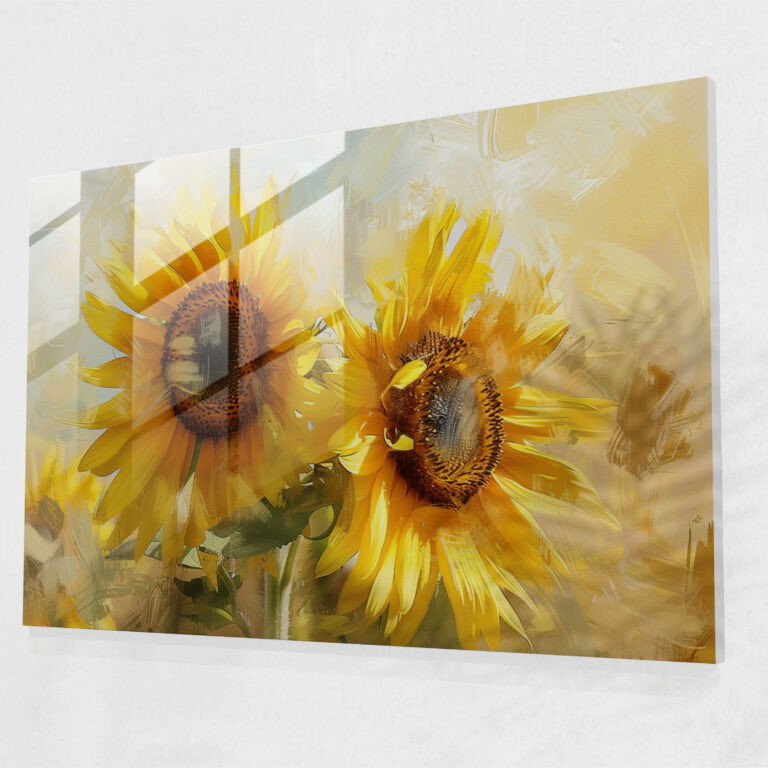 Vincent Van Gogh Home Decoration - Vibrant Sunflowers - Vincent Van Gogh, Glass Print, Modern Art, Home Decoration