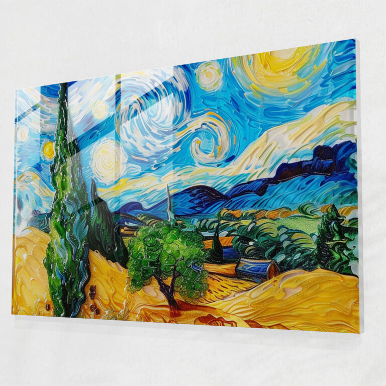 Vincent Van Gogh Glass Art - Wheatfield With Cypresses Wall Decoration - Vincent Van Gogh, Wall Decoration, Home Decoration, Vincent Van Gogh