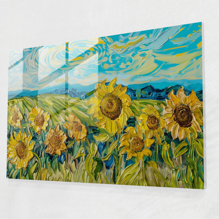 Sunflowers Glass Wall Art Modern Art - Vincent Van Gogh, Glass Wall Art, Modern Art, Home Decoration