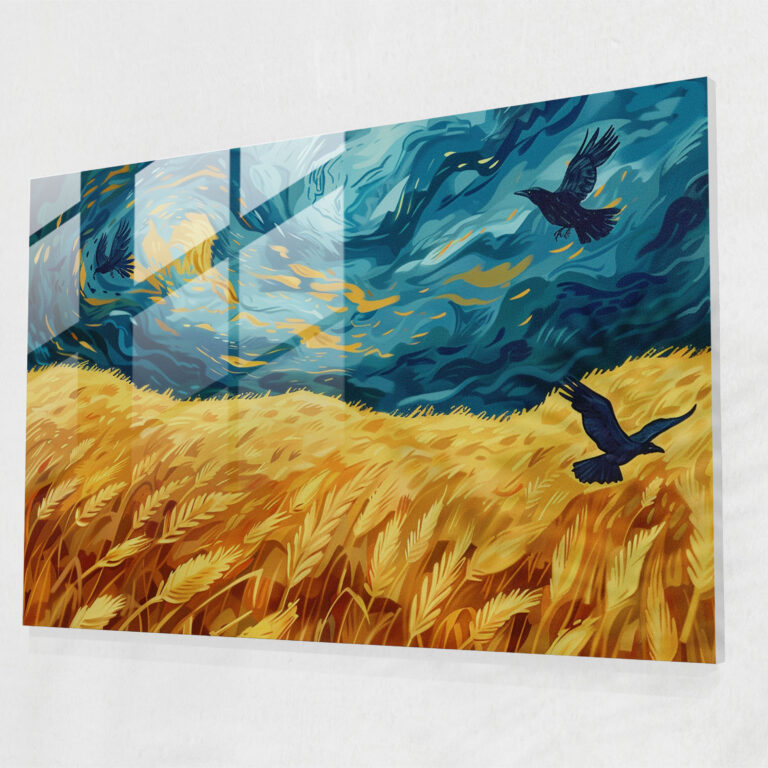 Vincent Van Gogh Glass Print: Wheat Fields With Crows Glass Wall Art - Vincent Van Gogh, Vincent Van Gogh, Glass Wall Art, Home Decoration