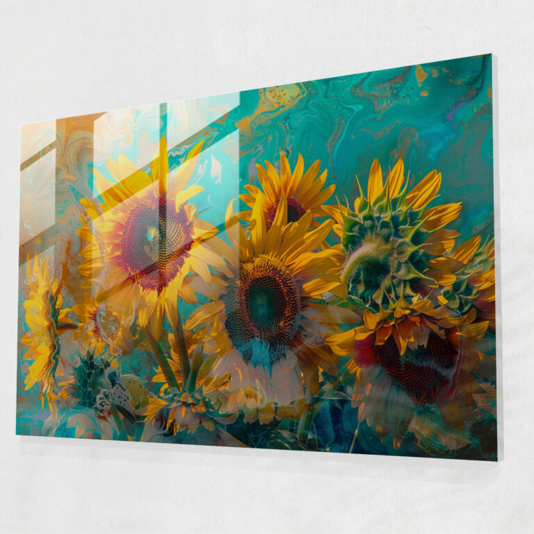 Vincent Van Gogh Glass Print: Psychedelic Sunflowers - Vincent Van Gogh, Glass Wall Art, Glass Print, Modern Art
