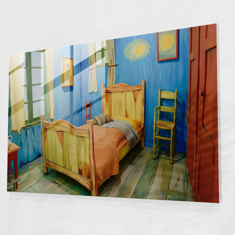 Vincent Van Gogh Glass Wall Art: Cozy Bedroom Retreat - Vincent Van Gogh, Wall Decoration, Glass Wall Art, Home Decoration