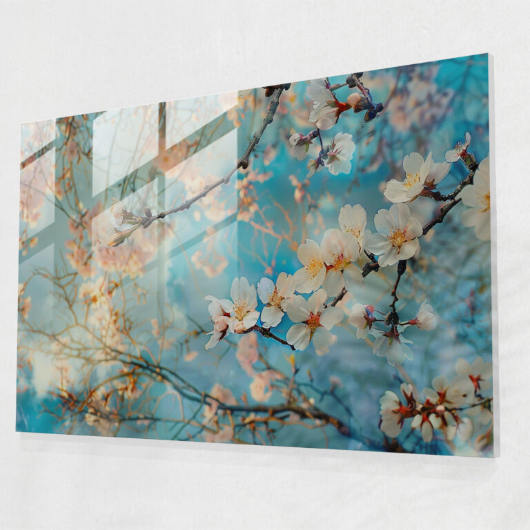 Vincent Van Gogh Glass Art: Whimsical Almond Blossom Garden - Vincent Van Gogh, Home Decoration, Modern Art, Glass Art