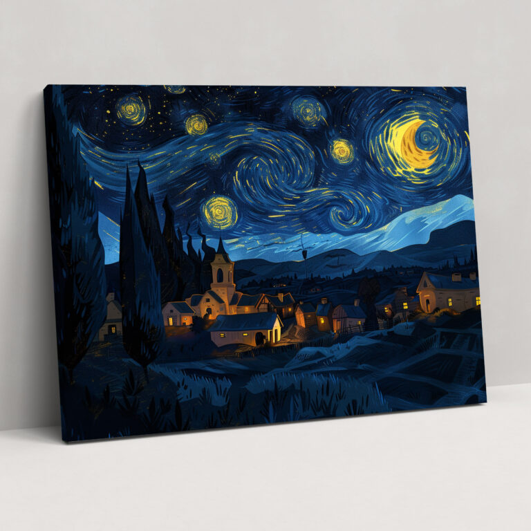 Vincent Van Gogh Starry Night Village Canvas Print - Vincent Van Gogh, Vincent Van Gogh, Home Decoration, Canvas Wall Art