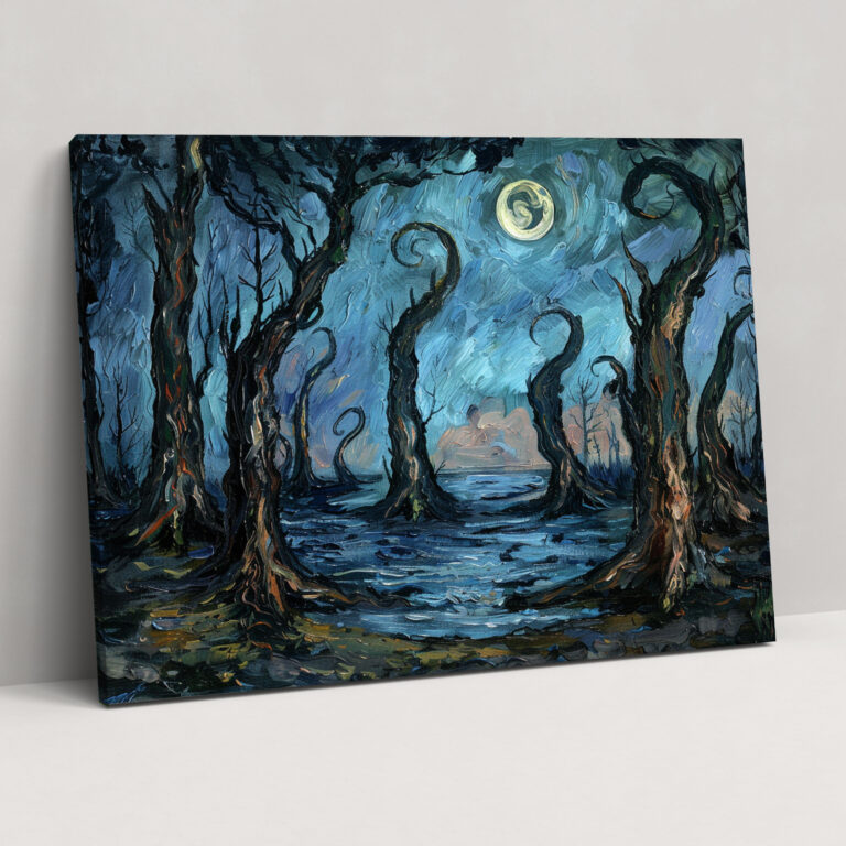 Moonlit Cypress Trees Van Gogh Wall Art - Vincent Van Gogh, Canvas Print, Canvas, Vincent Van Gogh