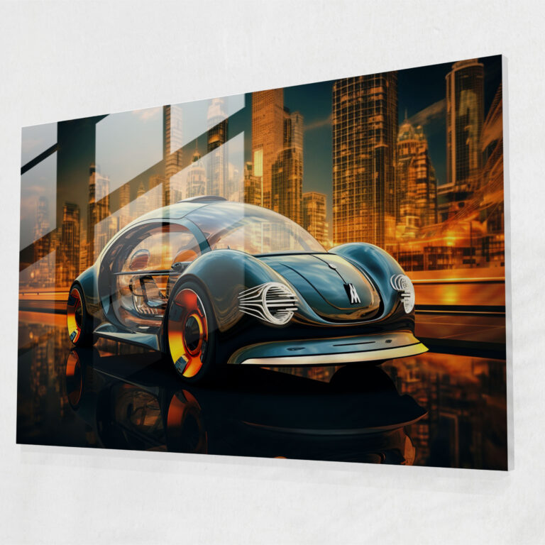Futuristic Volkswagen Beetle Glass Print - Volkswagen Beetle, Wall Decoration, Contemporary, Glass Wall Art
