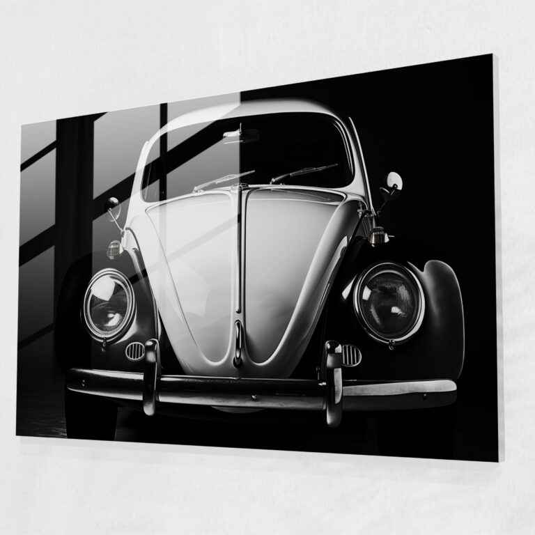 Sleek Volkswagen Beetle Glass Print - Volkswagen Beetle, Glass Art, Photographic Print, Modern Art