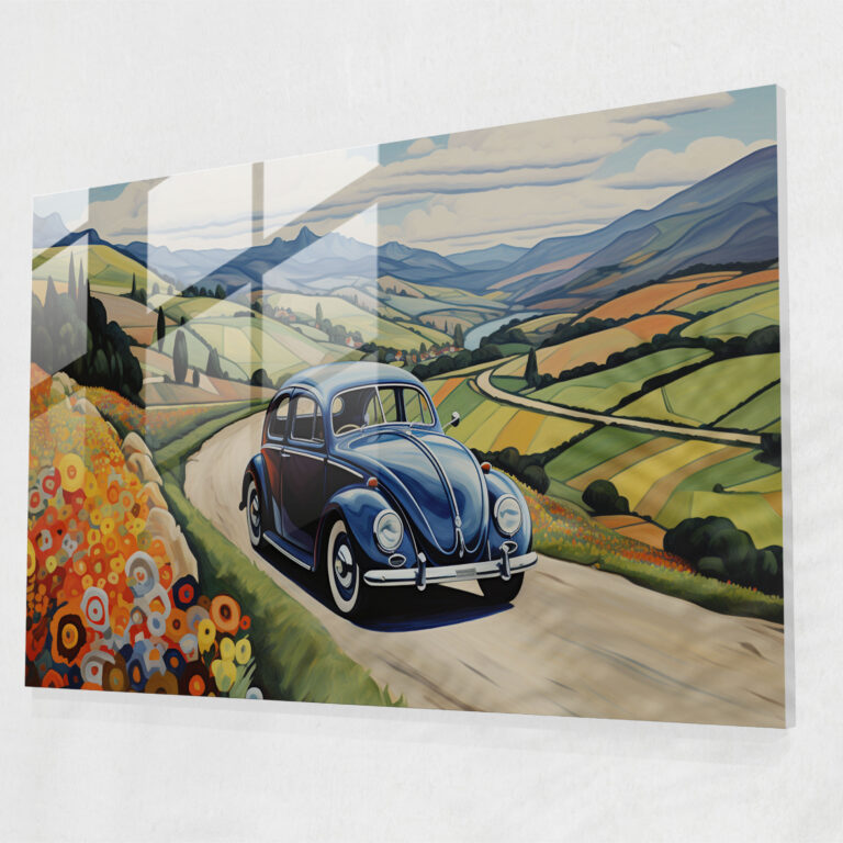 Countryside Volkswagen Beetle Glass Wall Art - Volkswagen Beetle, Glass Print, Home Decoration, Modern Art