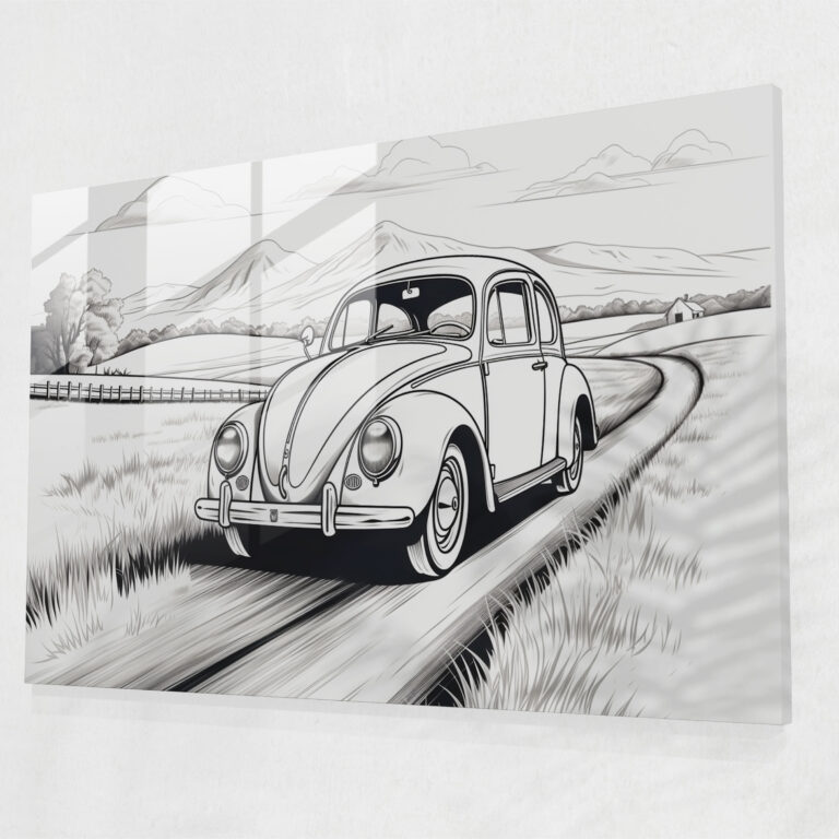 Volkswagen Beetle Glass Print - Volkswagen Beetle, Glass Wall Art, Wall Decoration, Glass Art