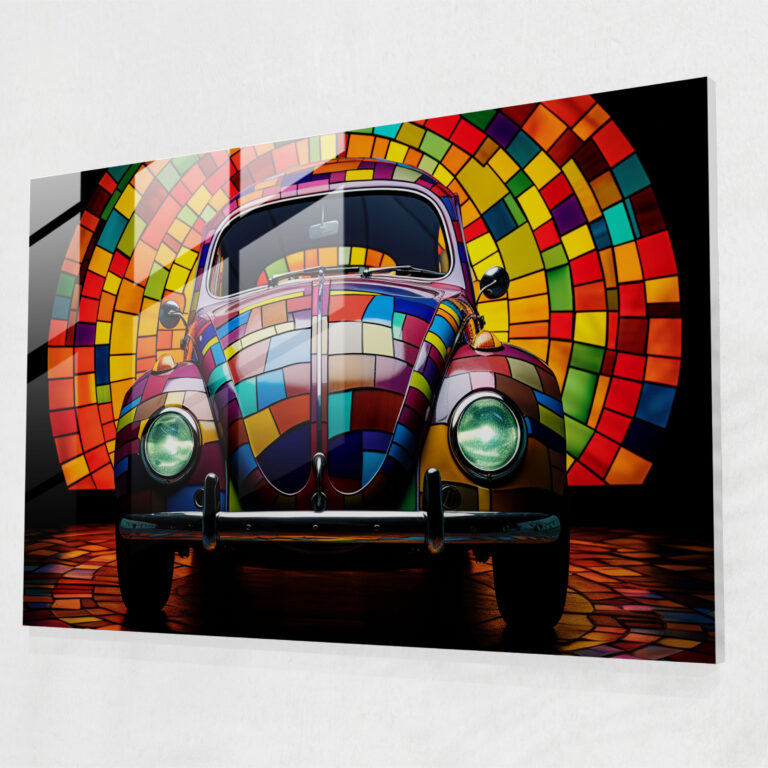 Volkswagen Beetle Glass Art - Volkswagen Beetle, Glass Print, Wall Decoration, Modern Art