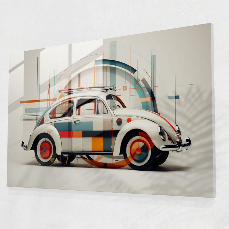 Volkswagen Beetle Home Decoration - Volkswagen Beetle, Intersecting Shapes, Glass Art, Glass Wall Art