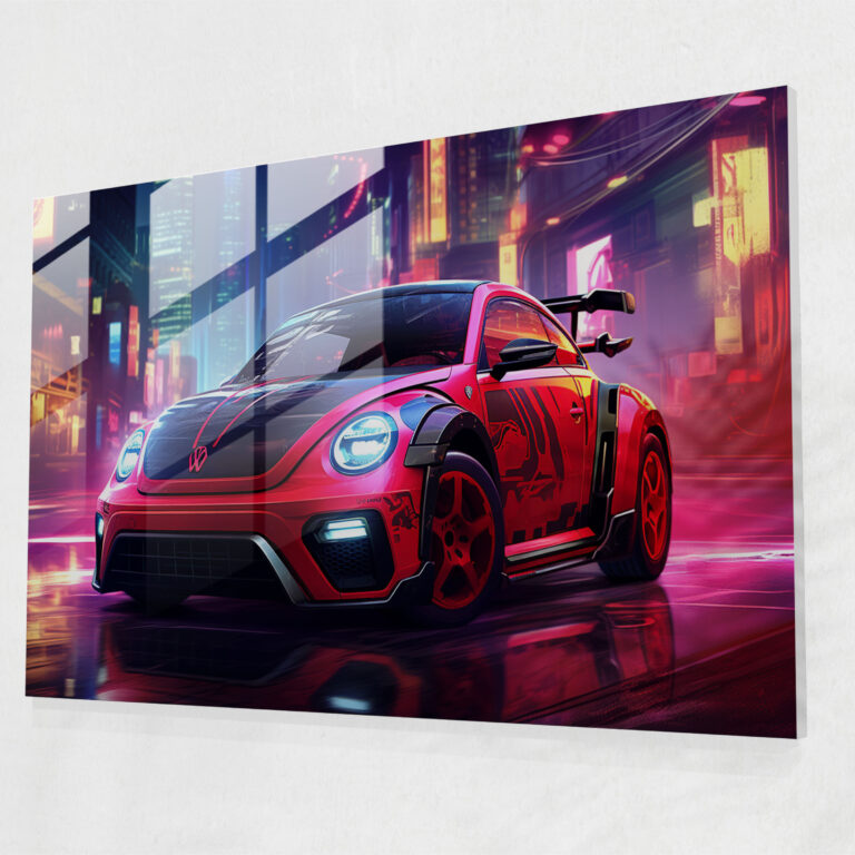 Volkswagen Beetle Wall Decoration - Volkswagen Beetle, Volkswagen Beetle, Futuristic Cityscape, Modern Art