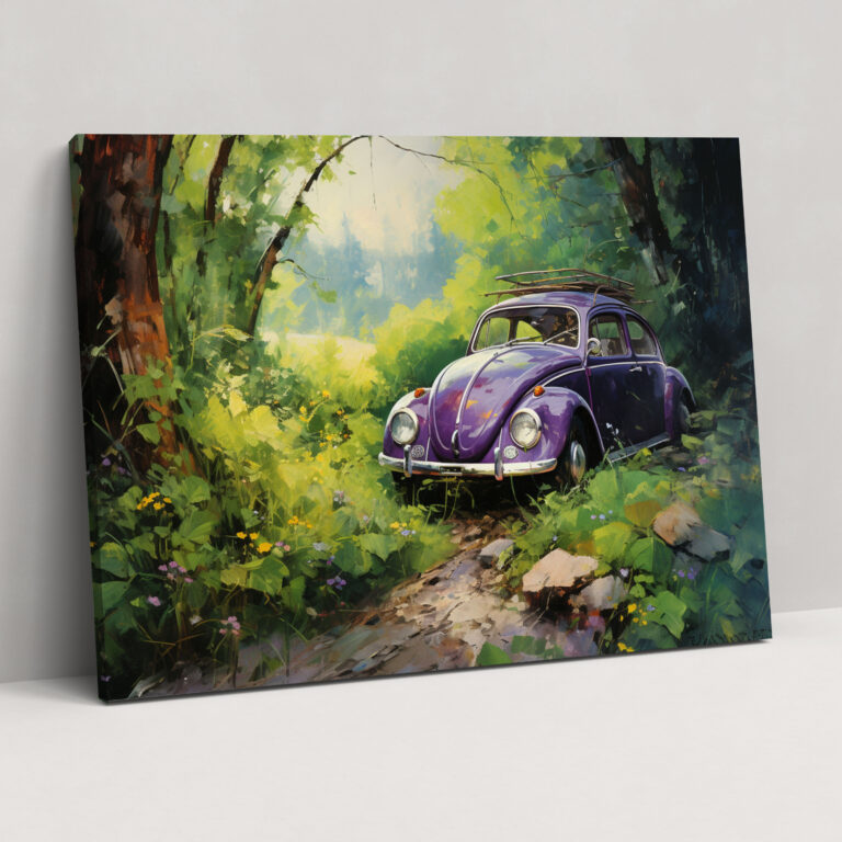 Impressionist Volkswagen Beetle Canvas Print - Volkswagen Beetle, Canvas Print, Wall Decoration, Canvas Wall Art