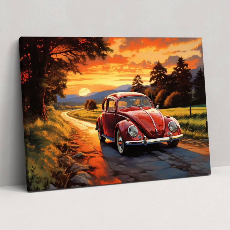 Volkswagen Beetle Canvas Print - Volkswagen Beetle, Impressionistic Painting, Wall Art, Home Decoration