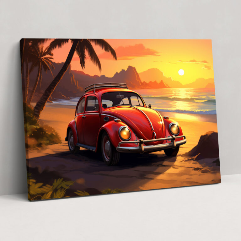Volkswagen Beetle Wall Art - Volkswagen Beetle, Peaceful, Canvas Print, Digital Painting
