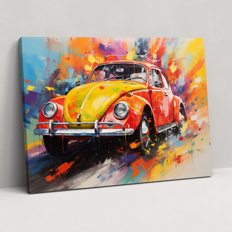 Volkswagen Beetle Wall Decoration - Volkswagen Beetle, Volkswagen Beetle, Impressionist Painting, Wall Art