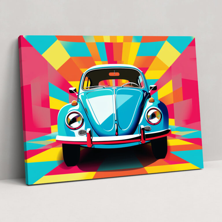 Volkswagen Beetle Canvas Print - Pop Art Illustration Wall Decoration - Volkswagen Beetle, Canvas, Volkswagen Beetle, Dynamic Patterns