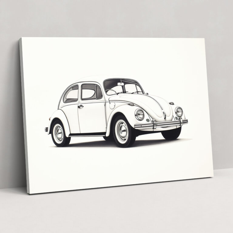 Volkswagen Beetle Canvas Print - Minimalist Line Drawing Wall Art - Volkswagen Beetle, Wall Decoration, Home Decoration, Wall Art