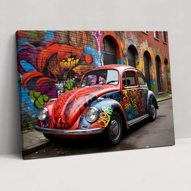 Volkswagen Beetle Canvas Print - Street Art Mural Wall Art - Volkswagen Beetle, Wall Decoration, Street Art Mural, Wall Art